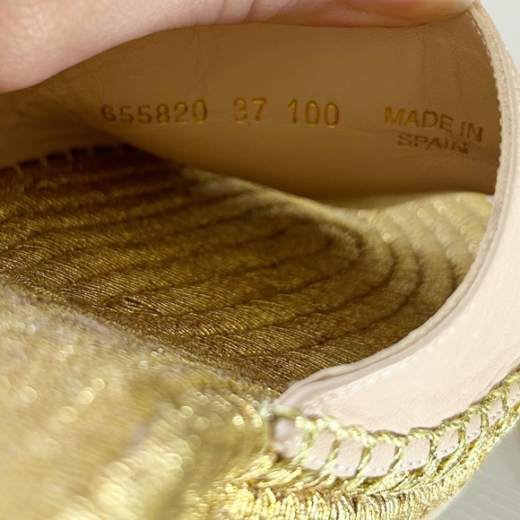 Gucci GG Pink Metallic Gold Espadrille Sandals Mules Slides Size EU 37 - Picture 12 of 13